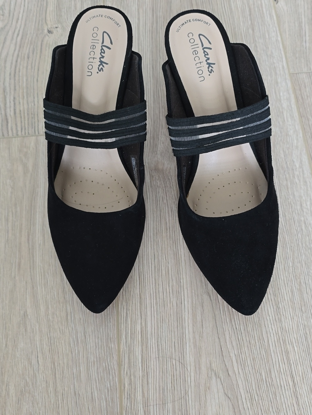 Clarks Illeana Gem Black Suede Slip on Mules - 6.5M